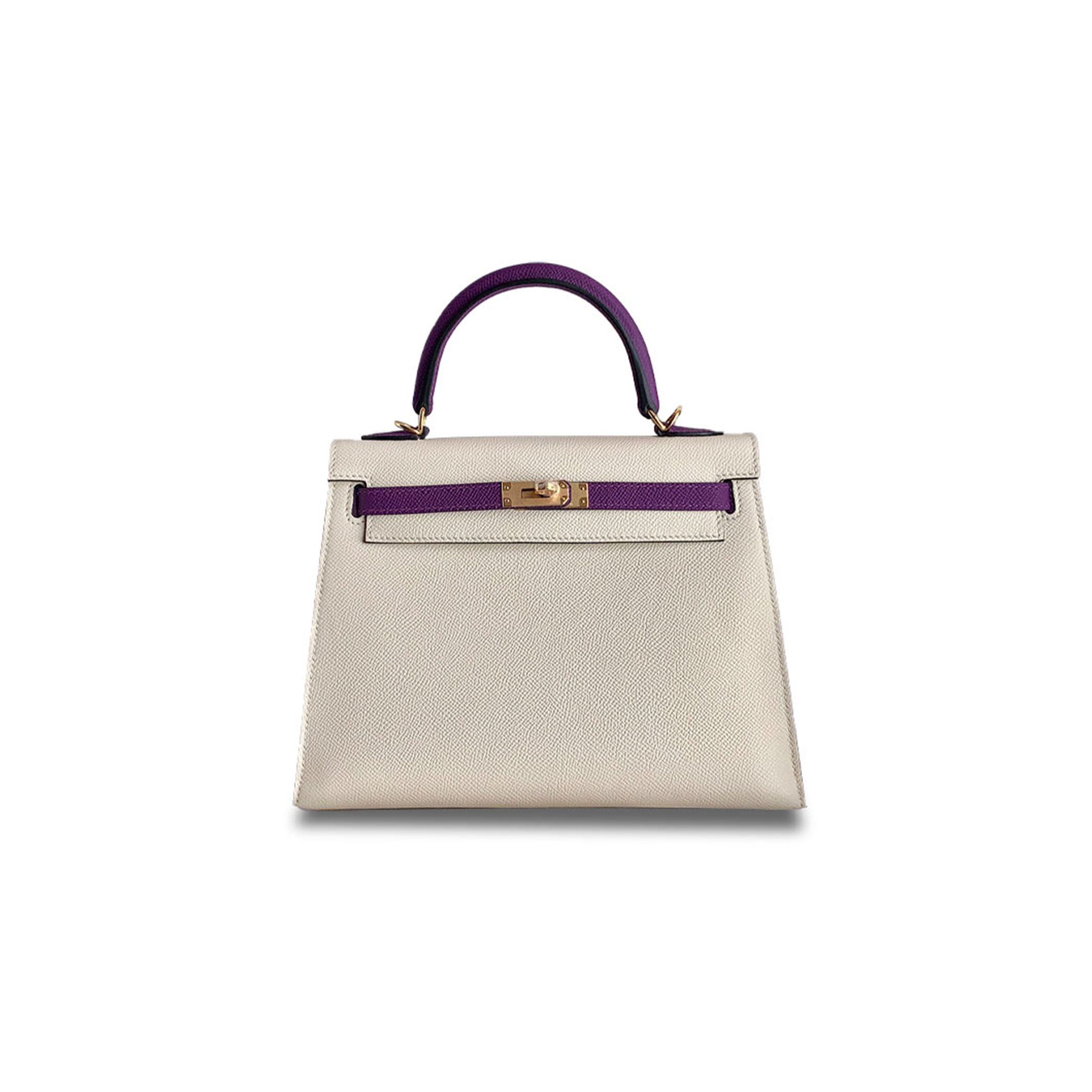 H**mes master kelly 25 epsom milkshake white with sea anemone purple gold buckle (25*17*7cm)